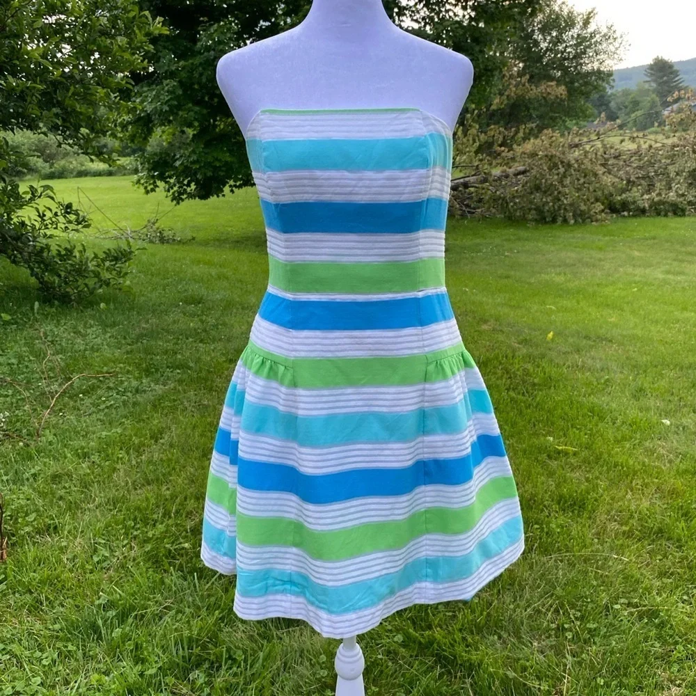 Lilly Pulitzer Jordan Strapless Dress Multi Colored Stripe - Picture 2 of 9